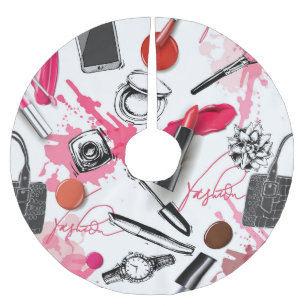 Handgetekende make-up,  grafisch patroon. kerstboom rok