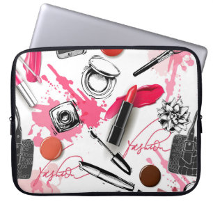 Handgetekende make-up, grafisch patroon. laptop sleeve