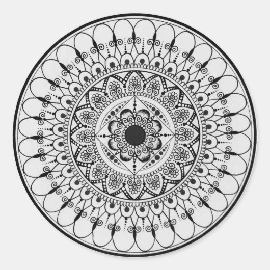 Handgetekende Mandala Sticker (Voorkant)