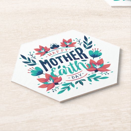 Handgetekende Moeder Aarde Dag Design-23184 Kartonnen Onderzetters (Schuin)