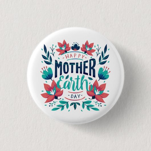 Handgetekende Moeder Aarde Dag Design-23184 Ronde Button 3,2 Cm (Voorkant)