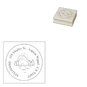 Handgetekende Mountain Scene Eenvoudig retouradres Rubberstempel (Gestempeld)