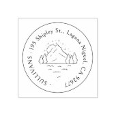 Handgetekende Mountain Scene Eenvoudig retouradres Rubberstempel (Afrduk)
