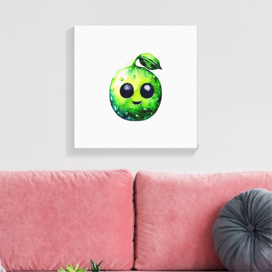 Handgetekende munt Emoji - Stretched Canvas Print (Insitu (Woonkamer))
