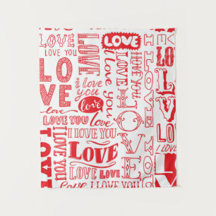 handgetekende naadloze achtergrond met liefdesdoed wandkleed