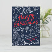 Handgetekende Navy Christmas Kaart (Staand voorkant)