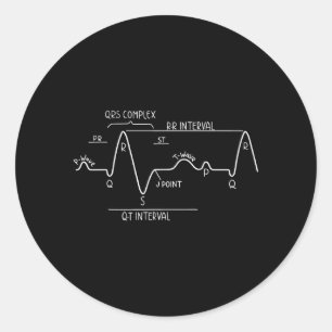 Handgetekende normale ECG EKG elektrocardiogram Ronde Sticker