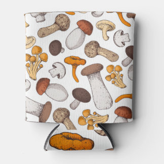 Handgetekende paddenstoelen: voedselachtergrond. blikjeskoeler