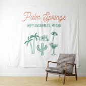 Handgetekende Palm Springs Roze Bachelorette Weeke Wandkleed (In Situ (horizontaal))