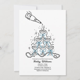 Handgetekende parels & Prosecco Vrijgezellenfeest Kaart
