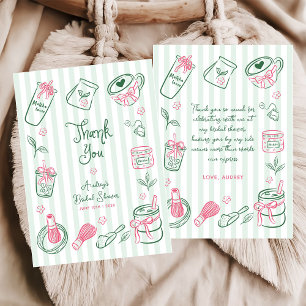 Handgetekende Perfect Matcha Groene Bruidsdouche Bedankkaart