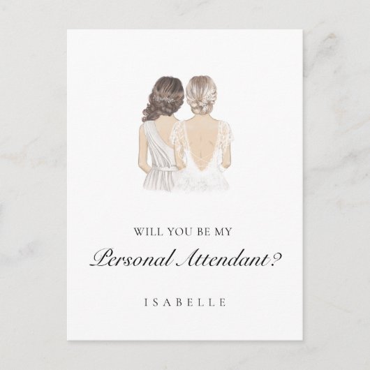 Handgetekende Personal Attendant Proposal Briefkaa Briefkaart (Voorkant)