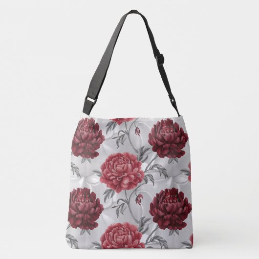 Handgetekende pioenroos Canvas tas – Elegant karmo (Achterkant)