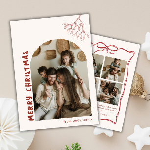 Handgetekende Prettig Kerstmis Vijf Foto's Maretak Feestdagenkaart