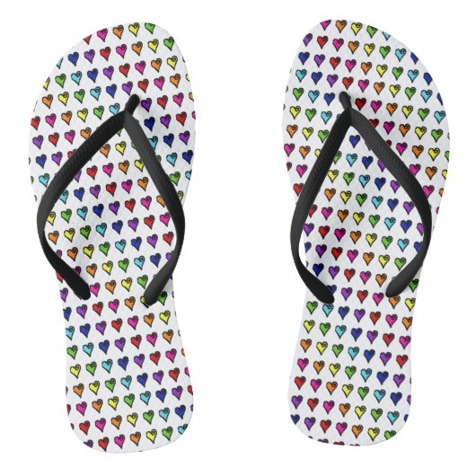Handgetekende regenboogharten teenslippers (Voetbed)