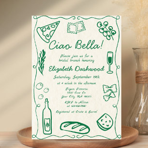 Handgetekende Retro Italiaanse Casual Bruids Brunc Kaart