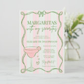 Handgetekende Retro Margaritas Cocktail Vrijgezell Kaart (Staand voorkant)