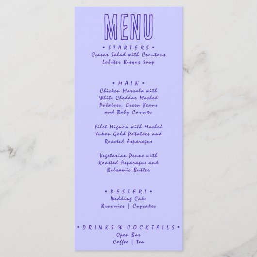 Handgetekende Retro Moderne Trouwdag Menu (Voorkant)