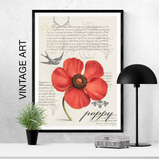 Handgetekende  rode papaver 🌸 Swallow-Tail Kite Poster