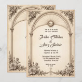 handgetekende Roos bruiloft uitnodiging (Voorkant / Achterkant)