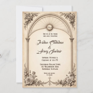  handgetekende Roos bruiloft uitnodiging