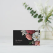 Handgetekende Rozen Flower Black Visitekaartje (Staand voorkant)