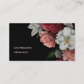 Handgetekende Rozen Flower Black Visitekaartje (Voorkant)