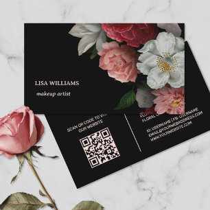 Handgetekende Rozen Flower Black Visitekaartje