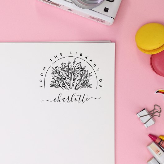 Handgetekende rustieke bloemen uit het bibliotheek 	rubberstempel