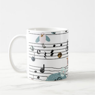 Handgetekende schattige cartoon naadloze afbeeldin koffiemok