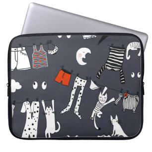 Handgetekende schattige cartoon naadloze afbeeldin laptop sleeve