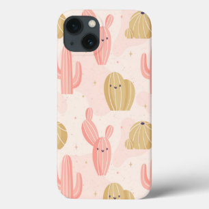 handgetekende schattige roze cactus iPhone 13 hoesje