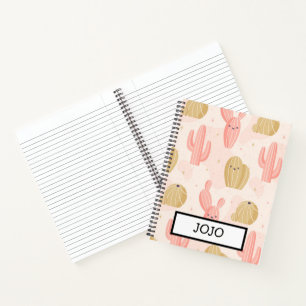 handgetekende schattige roze cactus notitieboek