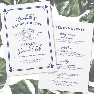 Handgetekende Social Club Bachelorette Kaart