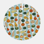 Handgetekende squashes, gestreepte naadloze achter glas ornament (Achterkant)