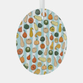 Handgetekende squashes, gestreepte naadloze achter glas ornament (Voorkant Rechts)