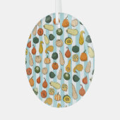 Handgetekende squashes, gestreepte naadloze achter glas ornament (Voorkant links)