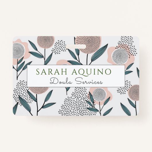 Handgetekende stoffige Roos Floral Doula Badge (Voorkant)