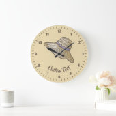 Handgetekende strohoed Beige Grote Klok (Huis)