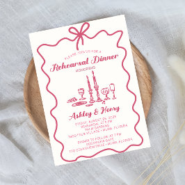 Handgetekende tekening bruiloft repetitie diner    kaart