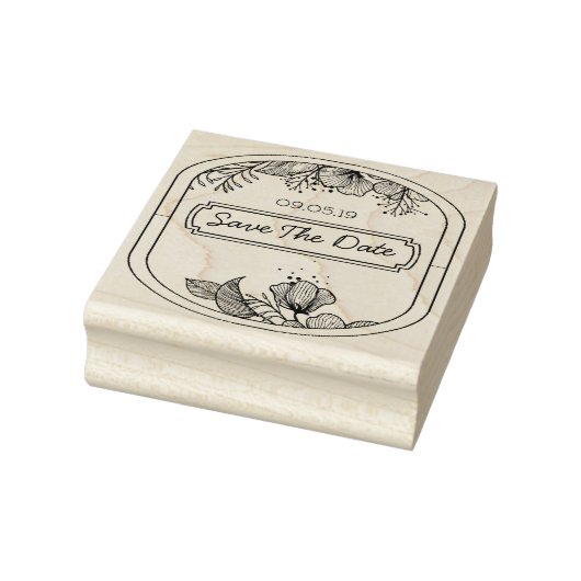 Handgetekende tekst monogram lijst bloemen sket 	rubberstempel (Stempel)