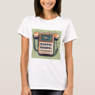Handgetekende telefoon design T-shirt – trendy en