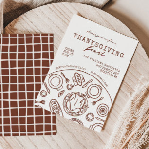 Handgetekende Thanksgiving Dinner Scribble Invitat Kaart