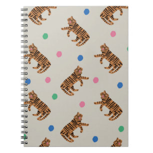  handgetekende tijger en kleurrijke polka stippen  notitieboek