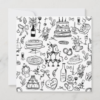 handgetekende trouw huwelijks champagnefontein kaart