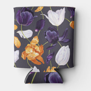 handgetekende tulpen donker patroon blikjeskoeler