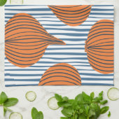 Handgetekende uienbollen, organisch behang theedoek (Gevouwen)