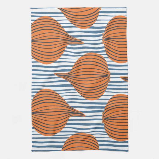 Handgetekende uienbollen, organisch behang theedoek (Verticaal)