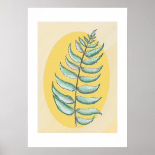 Handgetekende varenbladkleuren poster