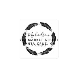 Handgetekende veer familienaam retouradres 	rubberstempel